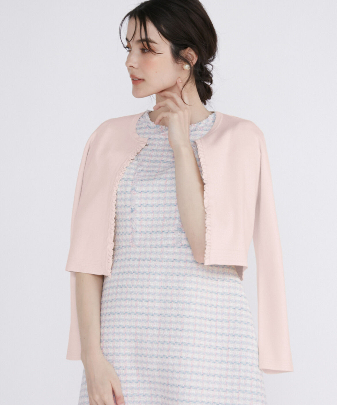 Maglie le cassetto「《大きいサイズ》フリルボレロカーディガン 《M Maglie le cassetto》」|カーディガン|ピンク1