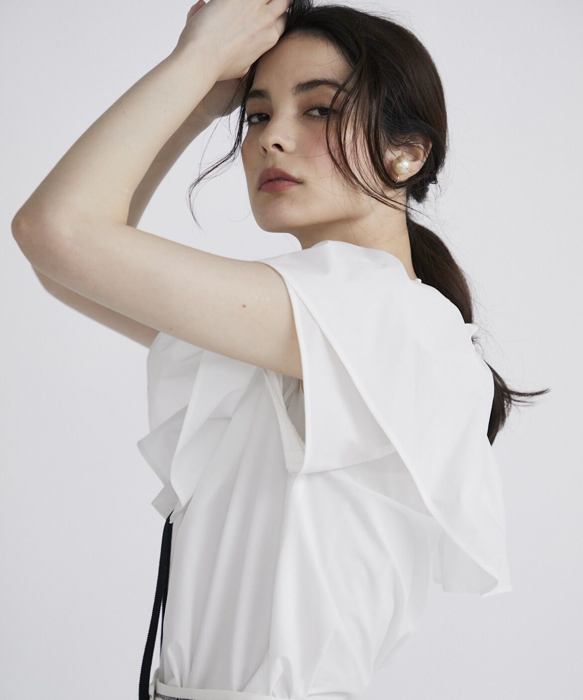 Maglie le cassetto「《プラスサイズ》配色リボンシャーリングブラウス」|シャツ・ブラウス|