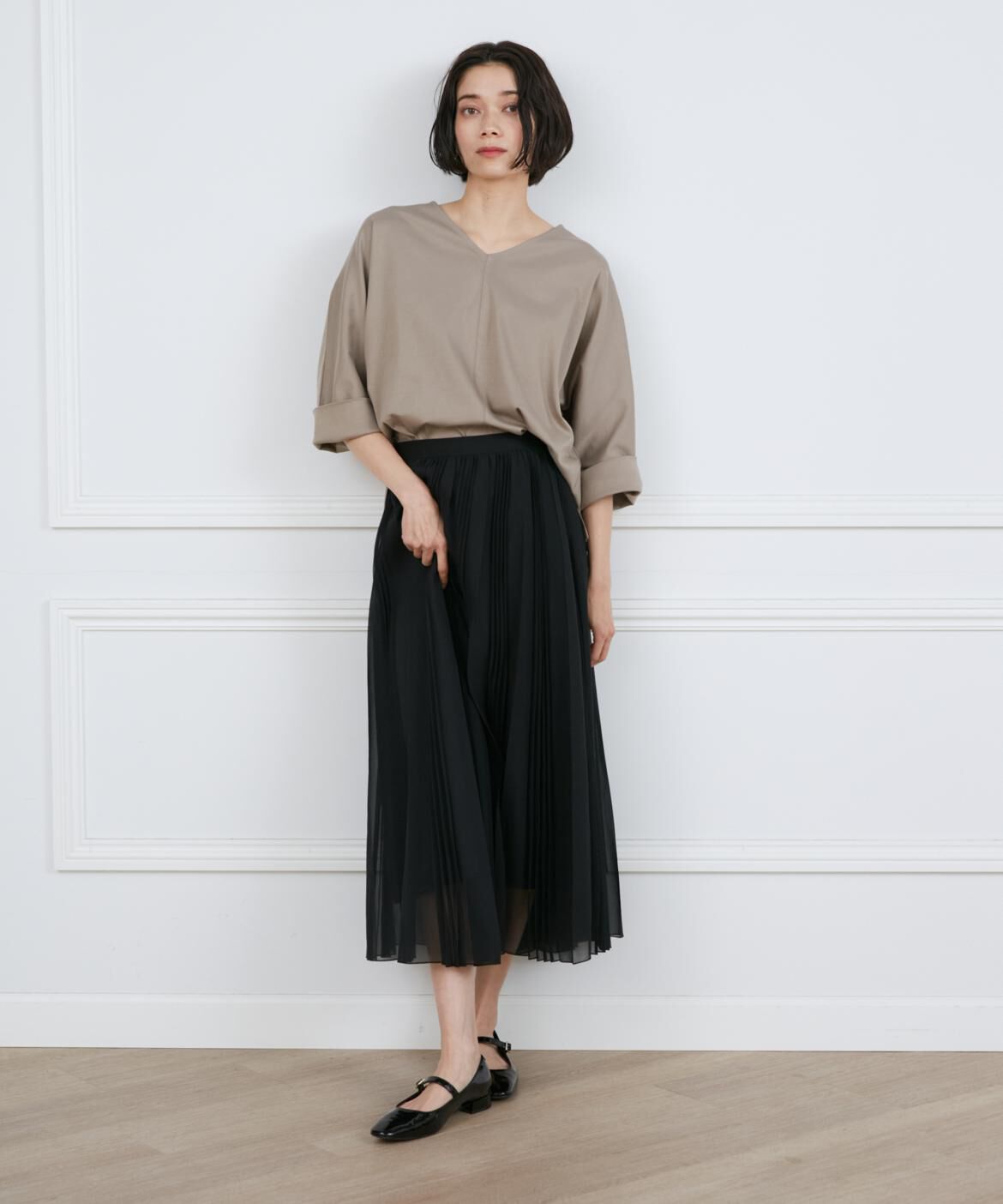 INED「《大きいサイズ》ランダムプリーツスカート」|スカート|