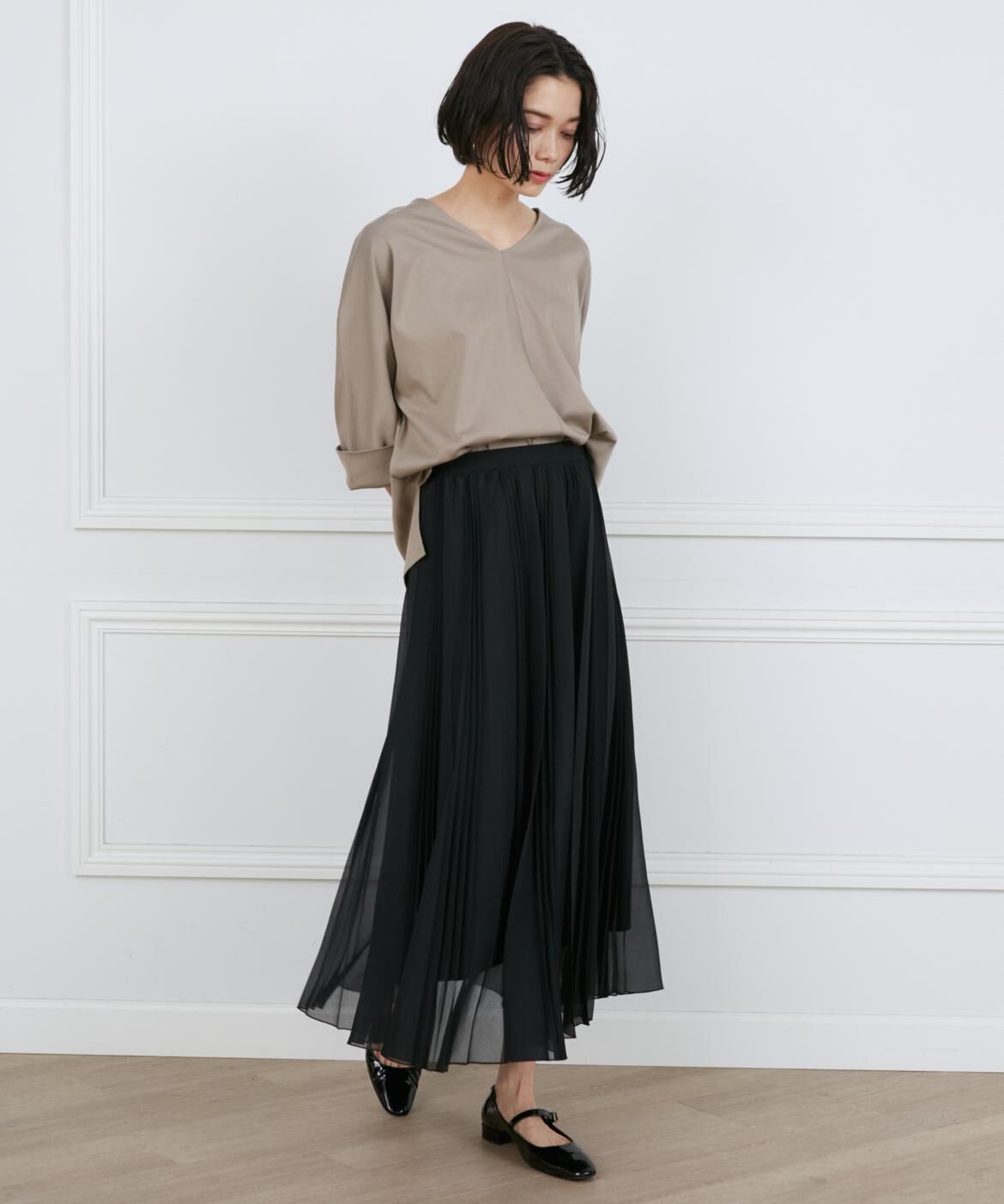 INED「《大きいサイズ》ランダムプリーツスカート」|スカート|