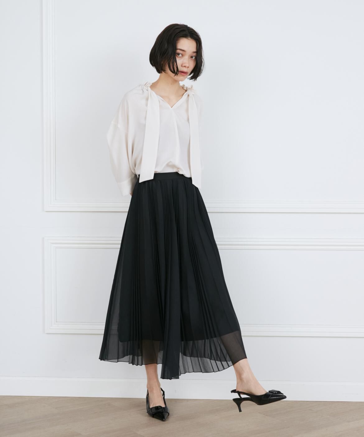 INED「《大きいサイズ》ランダムプリーツスカート」|スカート|