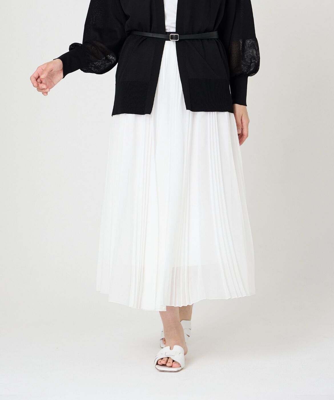 INED「《大きいサイズ》ランダムプリーツスカート」|スカート|オフホワイト1