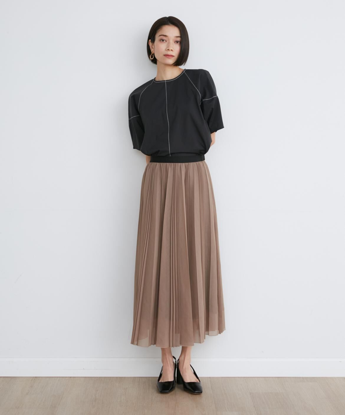 INED「《大きいサイズ》ランダムプリーツスカート」|スカート|