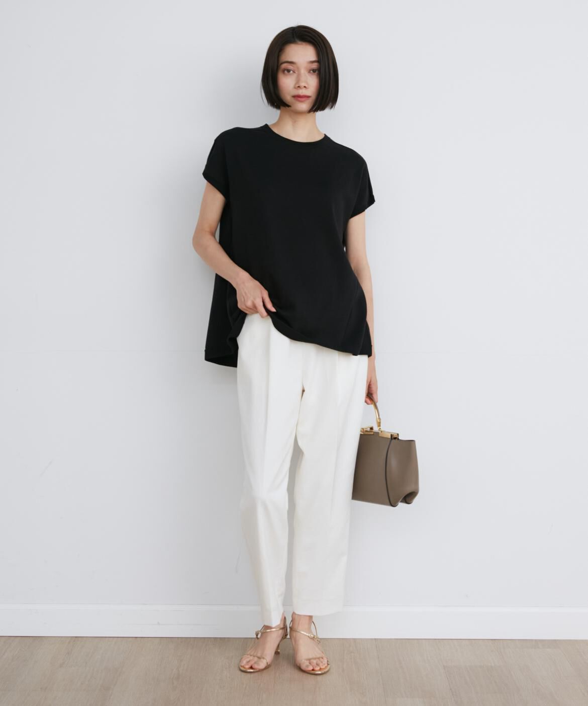 INED「《大きいサイズ》GIZAコットンAラインニット」|ニット・セーター|