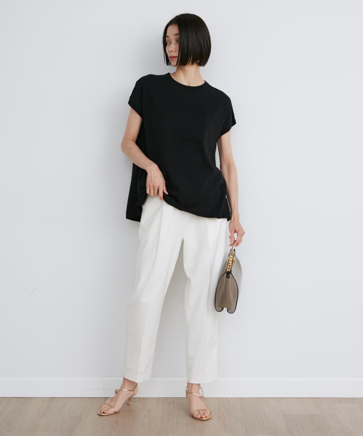 INED「《大きいサイズ》GIZAコットンAラインニット」|ニット・セーター|