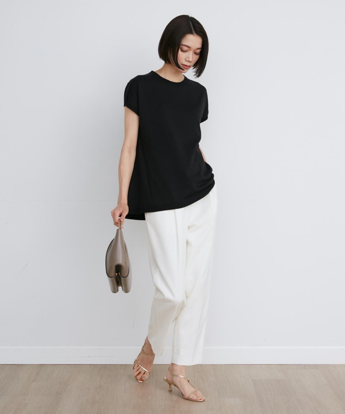 INED「《大きいサイズ》GIZAコットンAラインニット」|ニット・セーター|