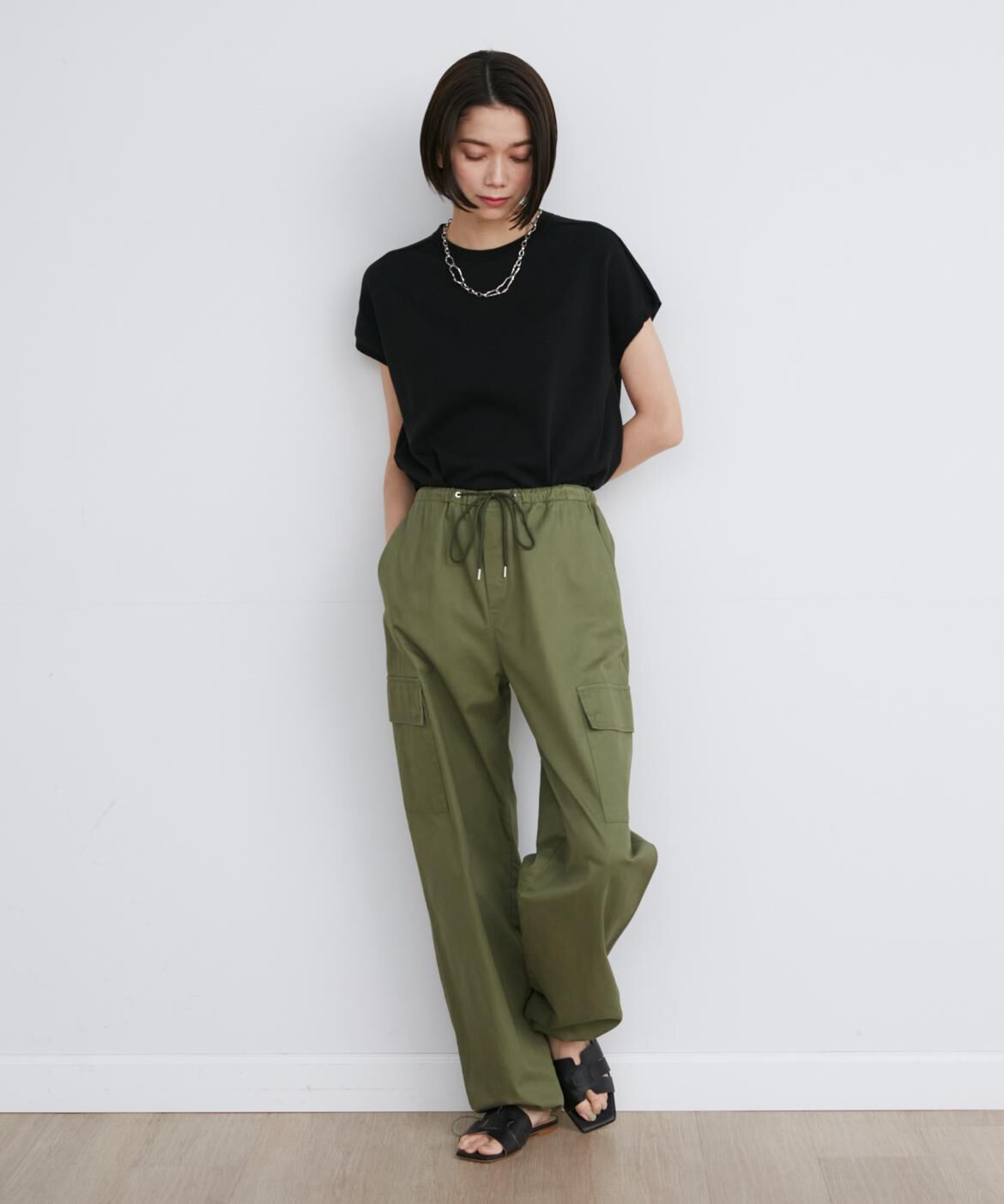 INED「《大きいサイズ》GIZAコットンAラインニット」|ニット・セーター|