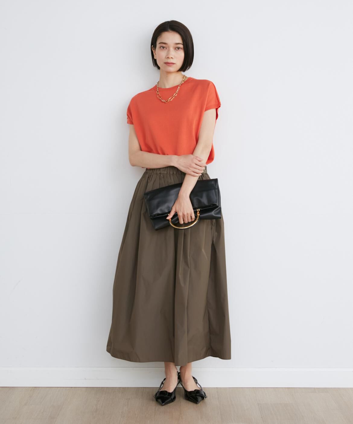 INED「《大きいサイズ》GIZAコットンAラインニット」|ニット・セーター|