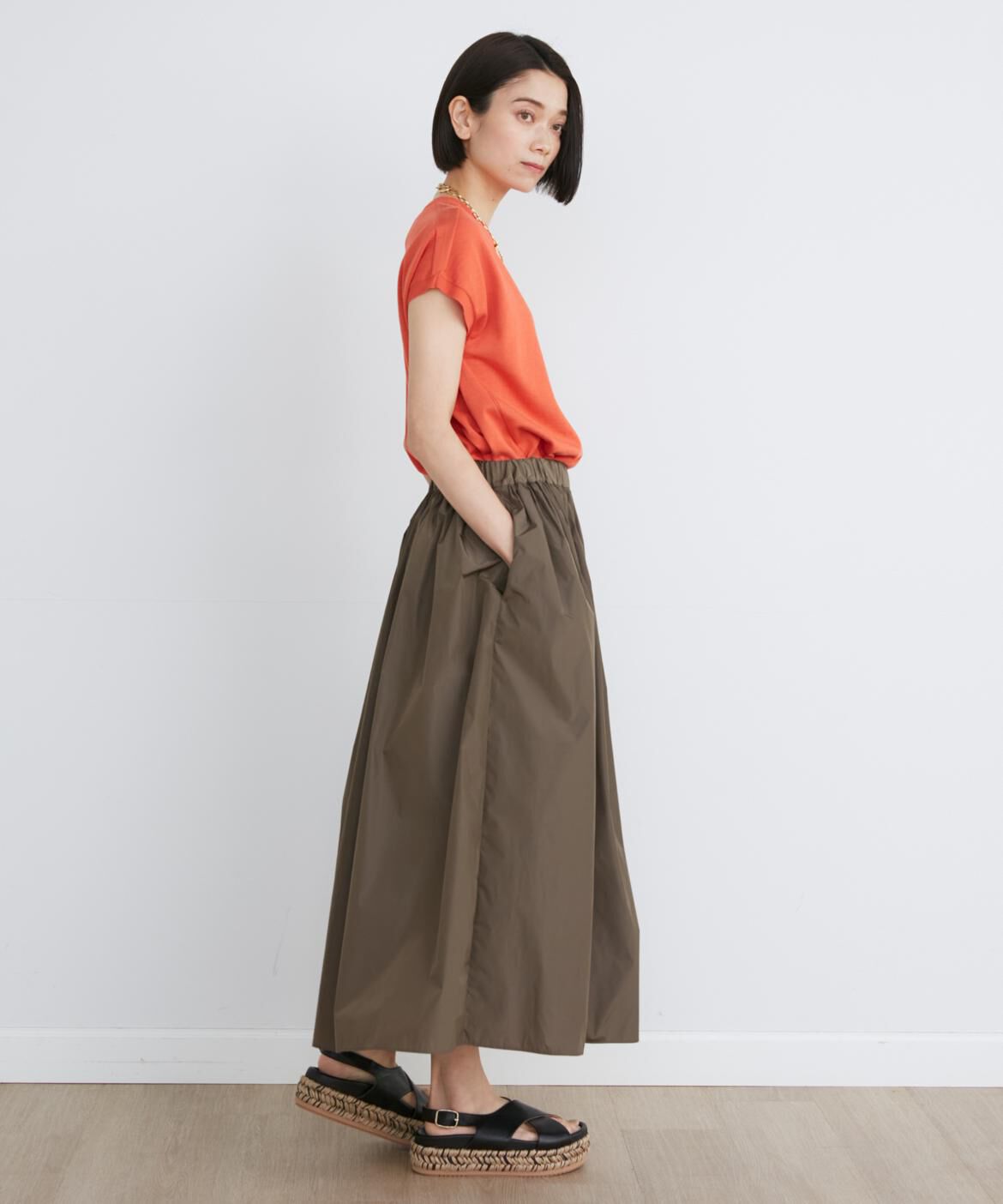 INED「《大きいサイズ》GIZAコットンAラインニット」|ニット・セーター|