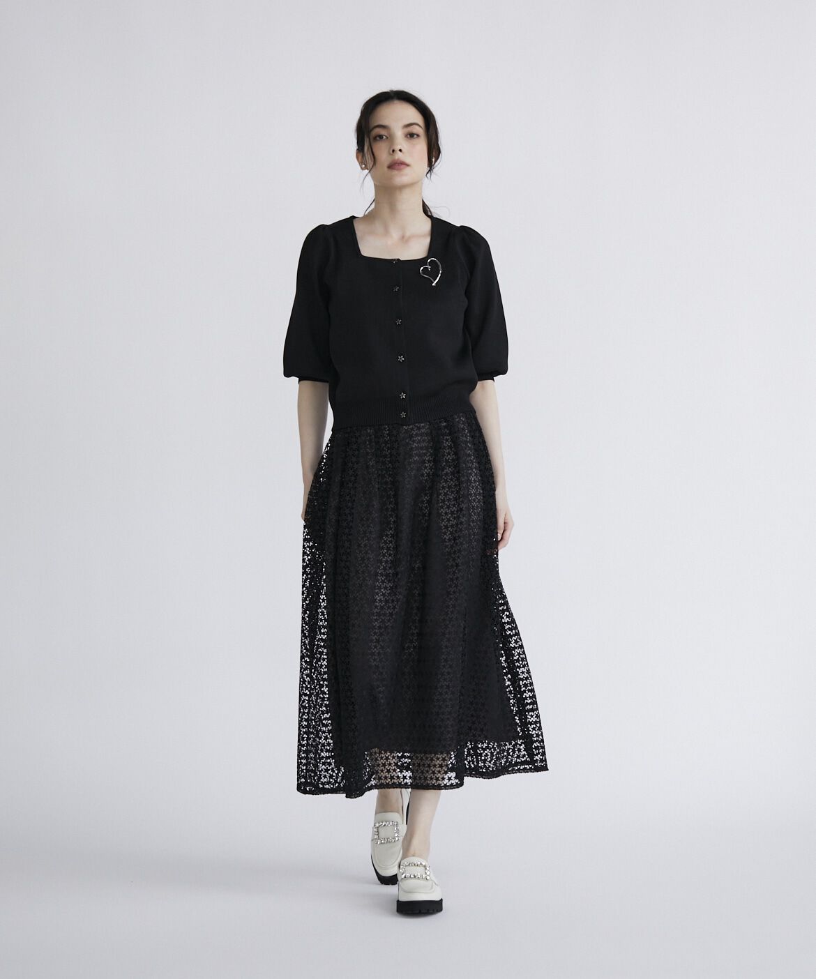 Maglie le cassetto「《大きいサイズ》スター刺繍レーススカート」|スカート|