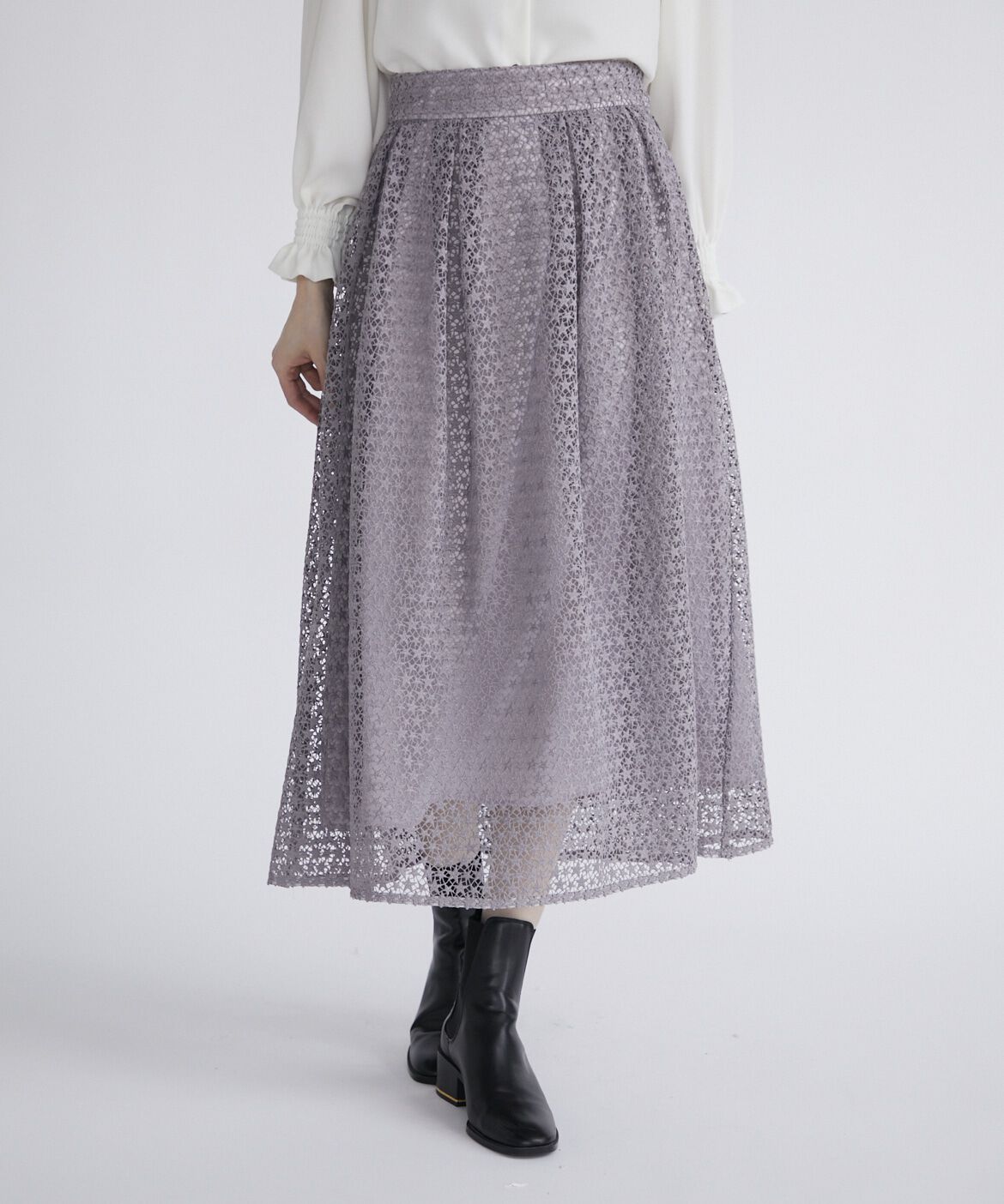 Maglie le cassetto「《大きいサイズ》スター刺繍レーススカート」|スカート|シルバー