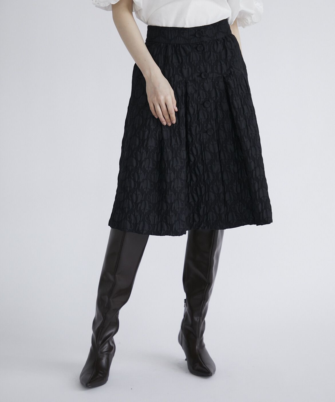 Maglie le cassetto「《大きいサイズ》ティーポットジャガードスカート」|フレア|