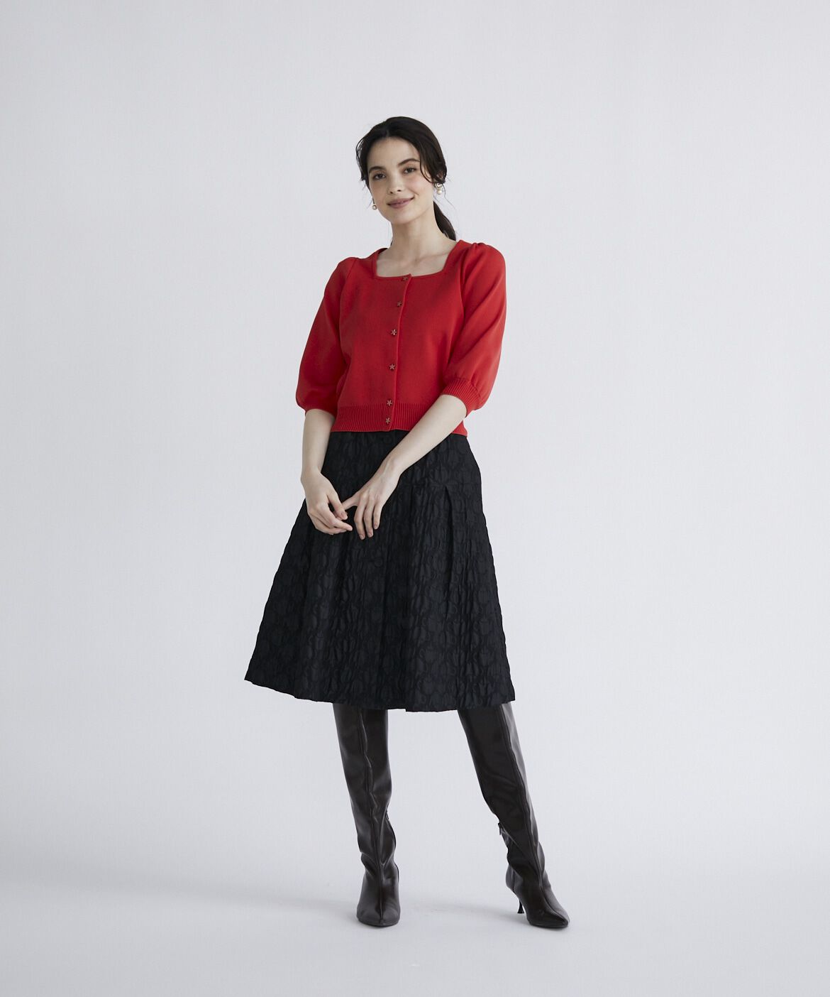 Maglie le cassetto「《大きいサイズ》ティーポットジャガードスカート」|フレア|