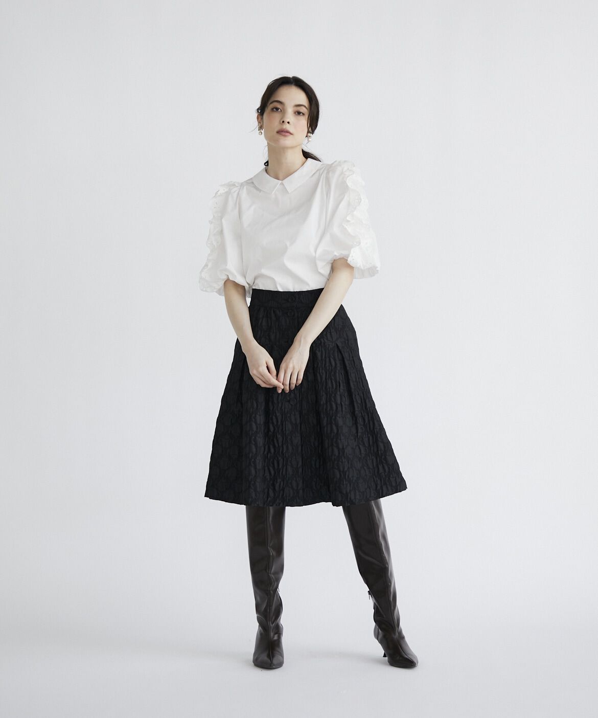 Maglie le cassetto「《大きいサイズ》ティーポットジャガードスカート」|フレア|