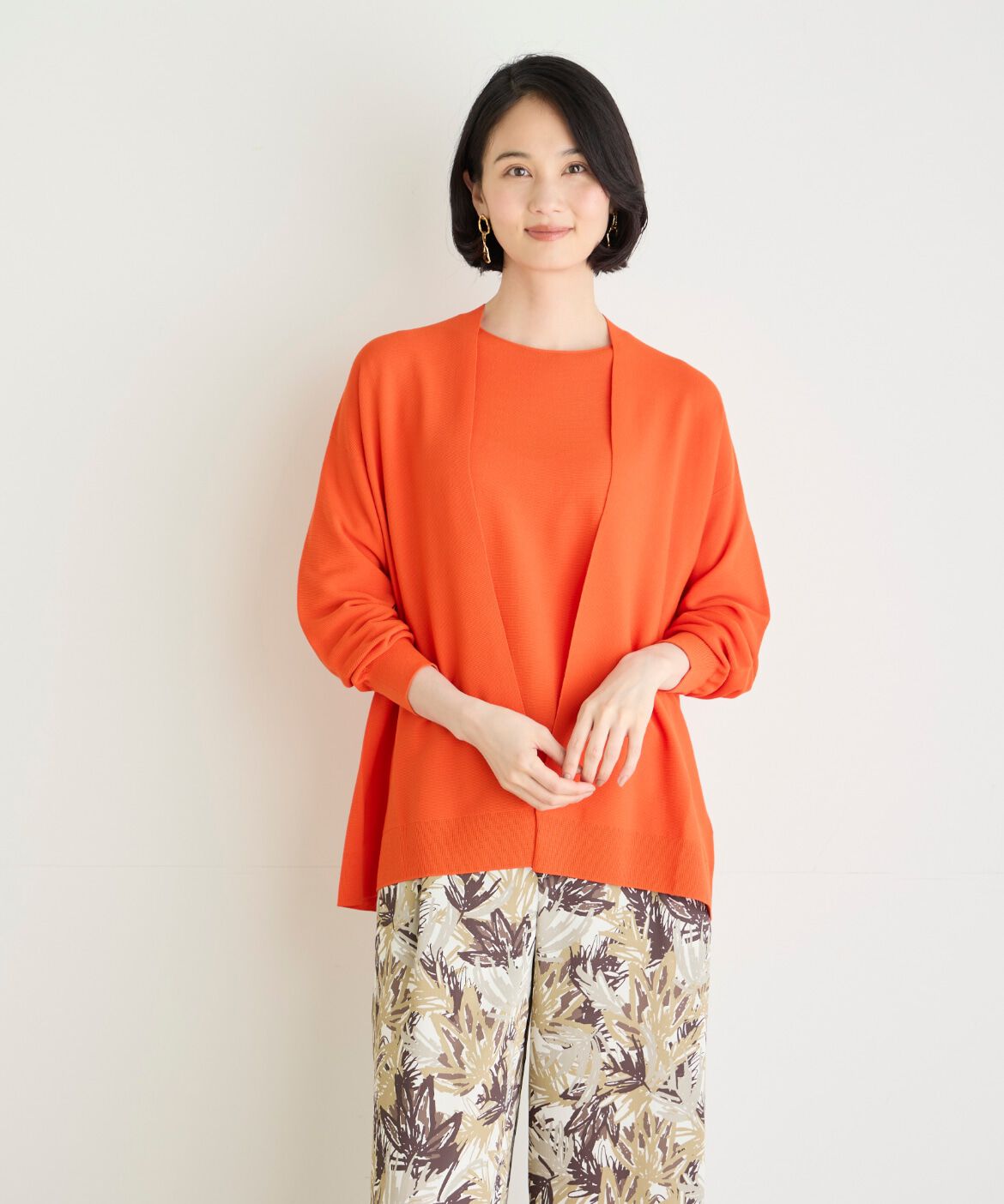 7-IDconcept.「ロングカーディガン《Cuoo PLUS》」|カーディガン|オレンジ1