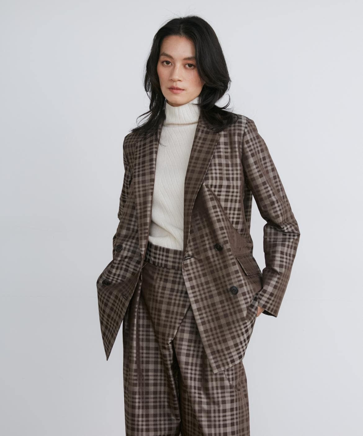 INED「チェックジャガードダブルブレストジャケット《la veille by SUPERIOR CLOSET》」|テーラードジャケット|