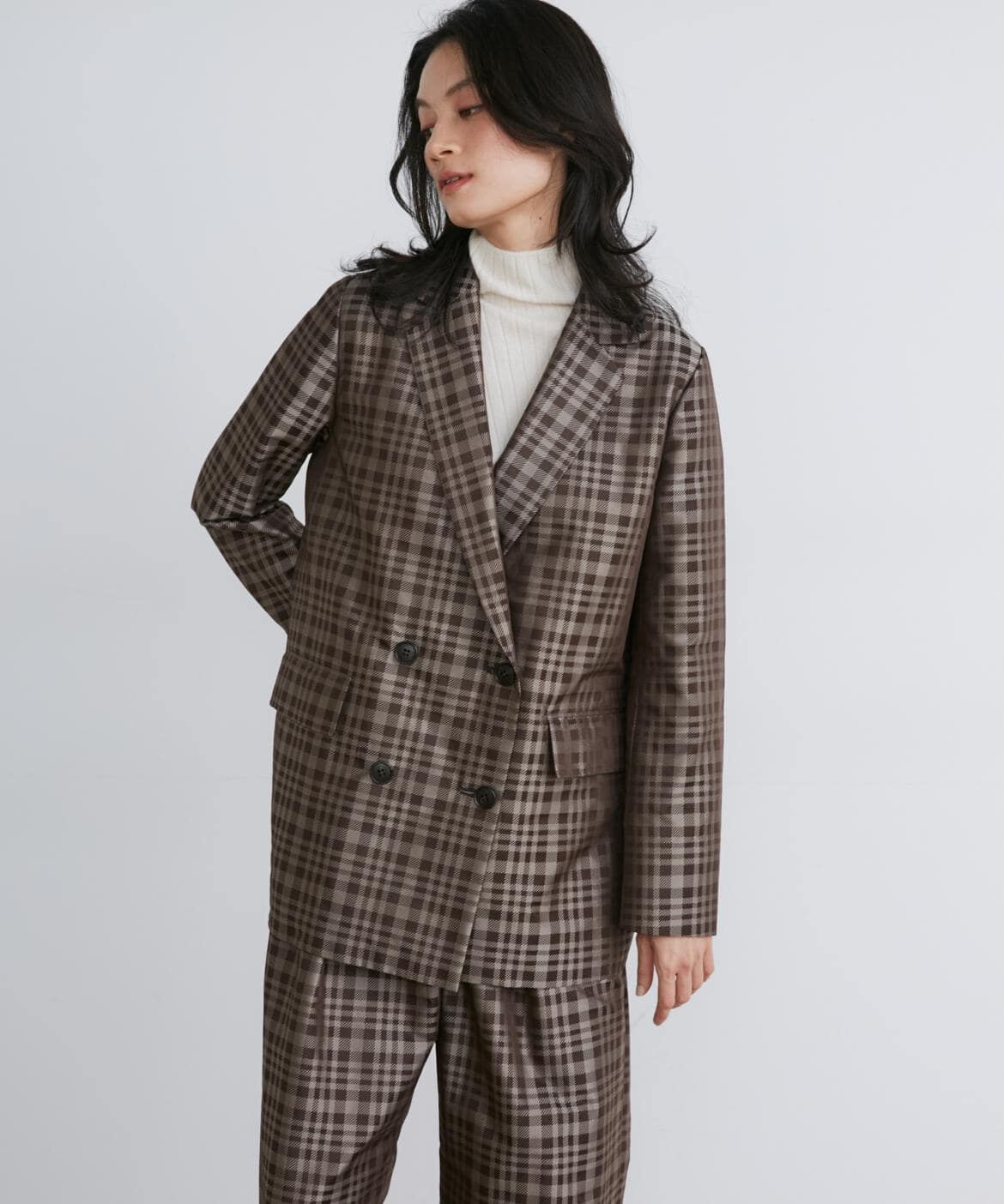 INED「チェックジャガードダブルブレストジャケット《la veille by SUPERIOR CLOSET》」|テーラードジャケット|