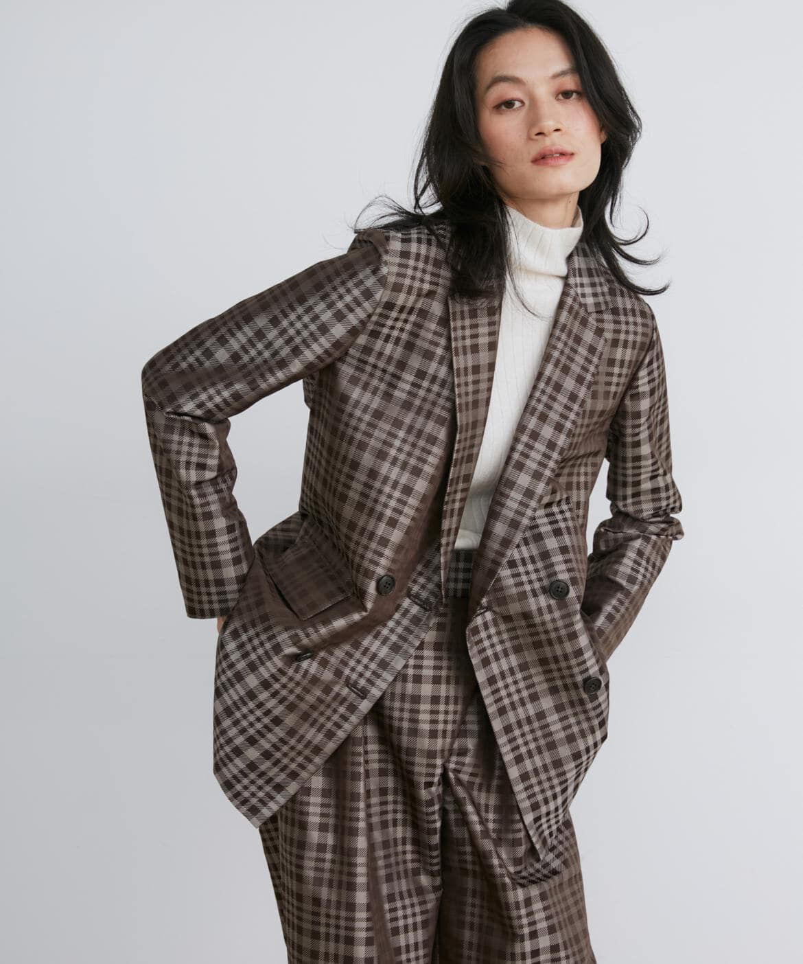 INED「チェックジャガードダブルブレストジャケット《la veille by SUPERIOR CLOSET》」|テーラードジャケット|