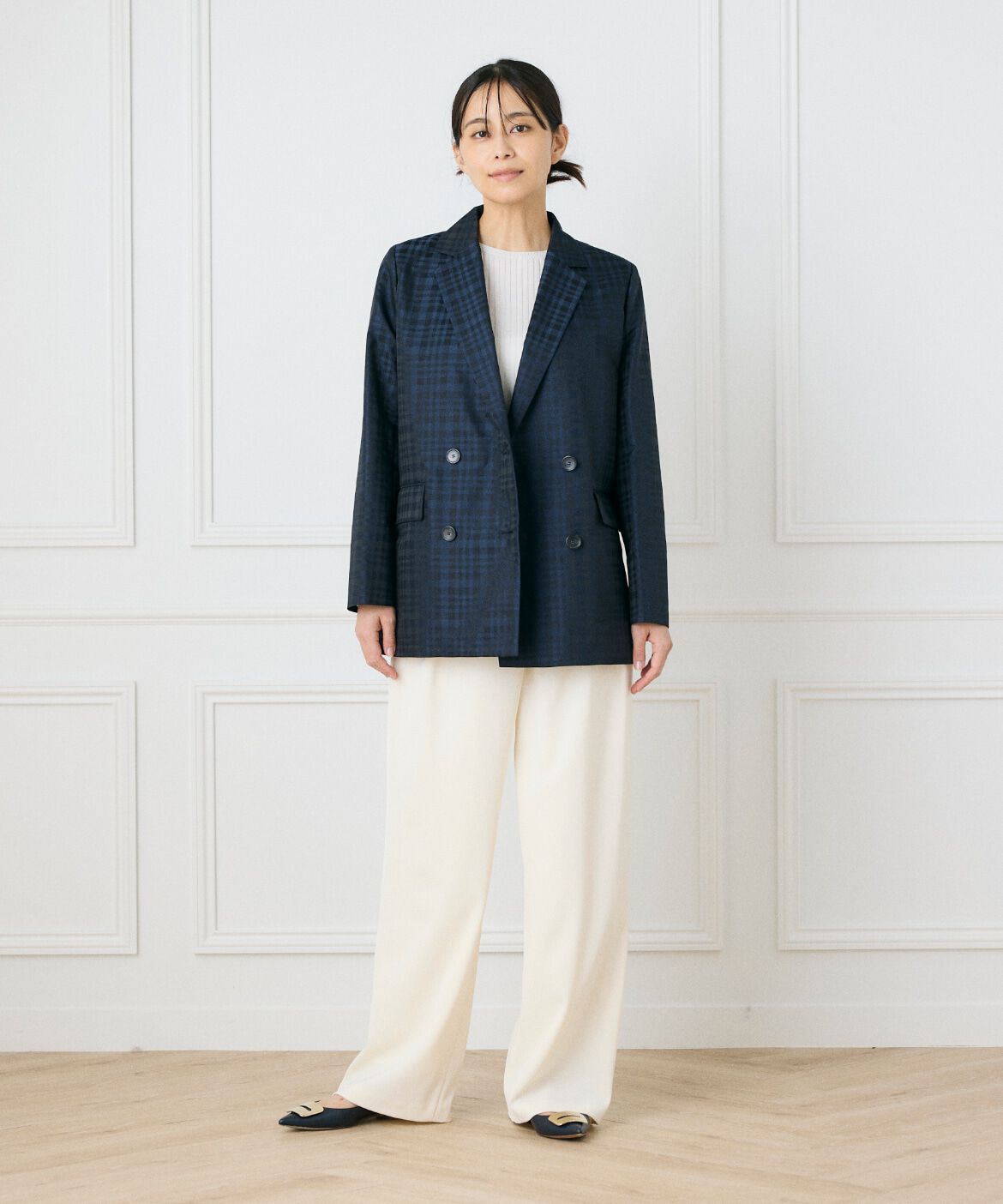 INED「チェックジャガードダブルブレストジャケット《la veille by SUPERIOR CLOSET》」|テーラードジャケット|