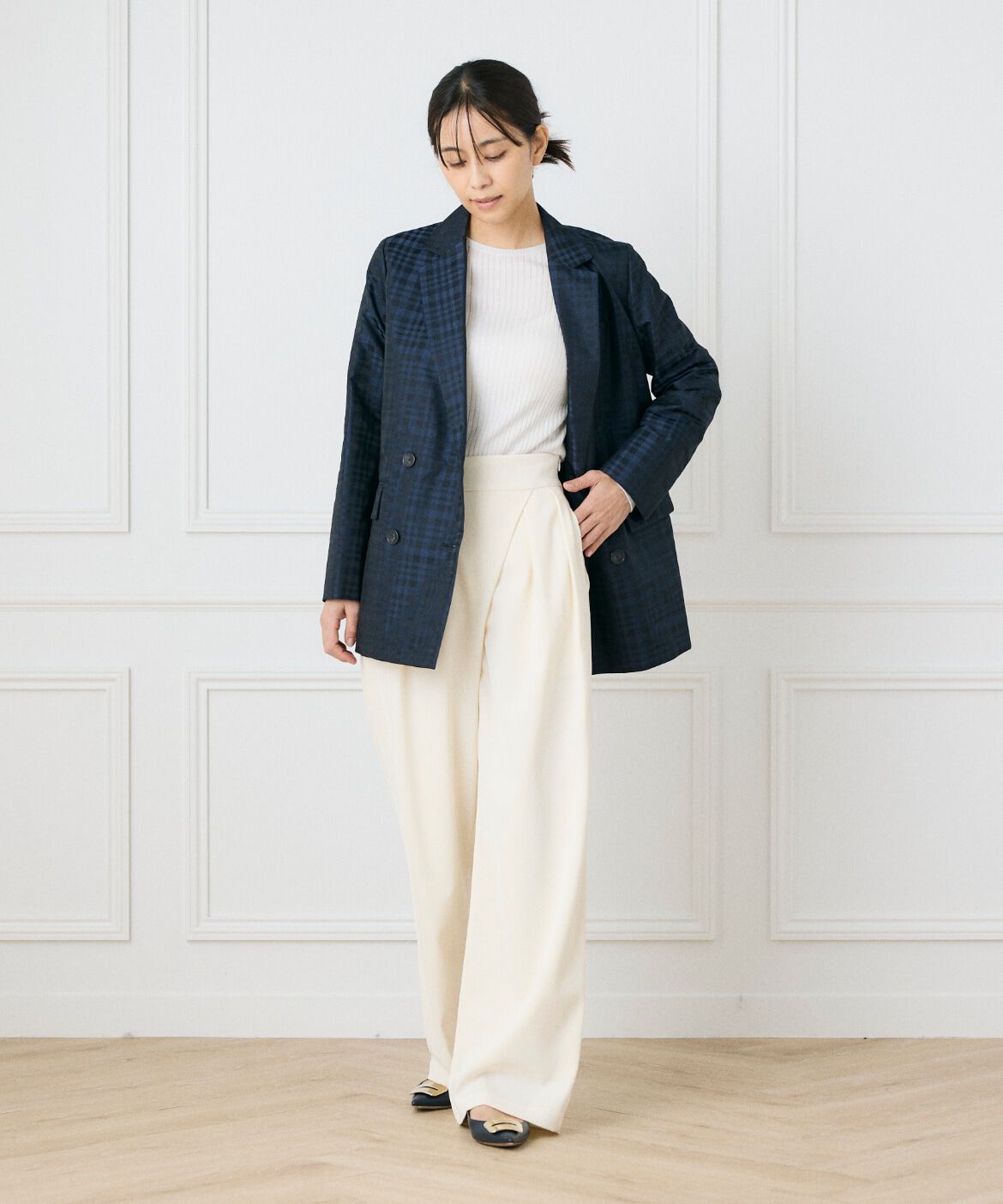 INED「チェックジャガードダブルブレストジャケット《la veille by SUPERIOR CLOSET》」|テーラードジャケット|