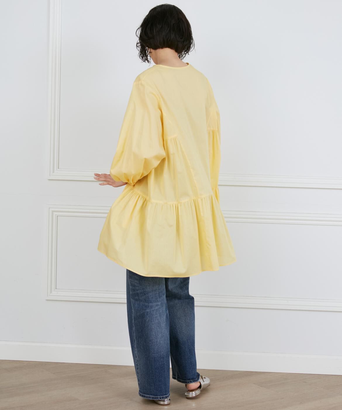 INED「《大きいサイズ》ギャザーチュニックブラウス」|シャツ・ブラウス|
