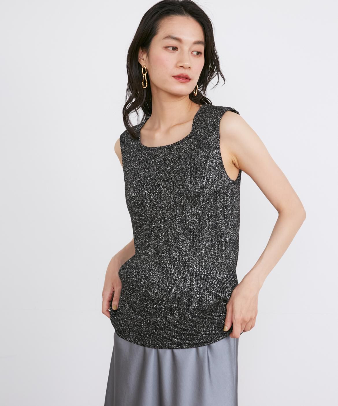 INED「ラメノースリーブニット《Luftrobe》」|ニット・セーター|