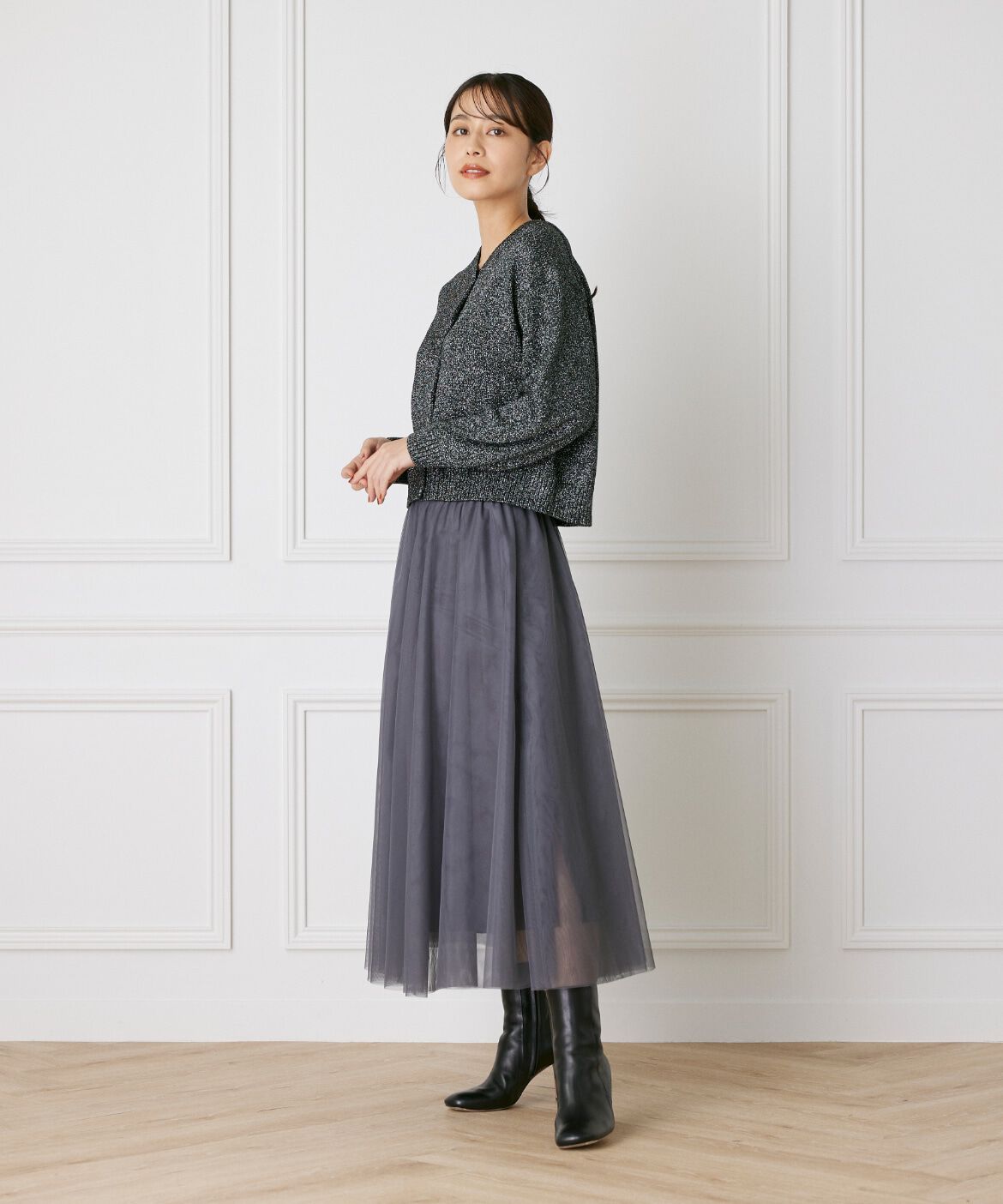 INED「ラメコンパクトカーディガン《Luftrobe》」|カーディガン|