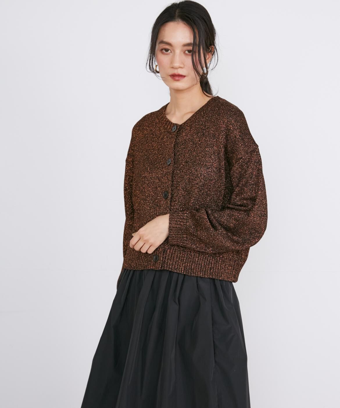 INED「ラメコンパクトカーディガン《Luftrobe》」|カーディガン|