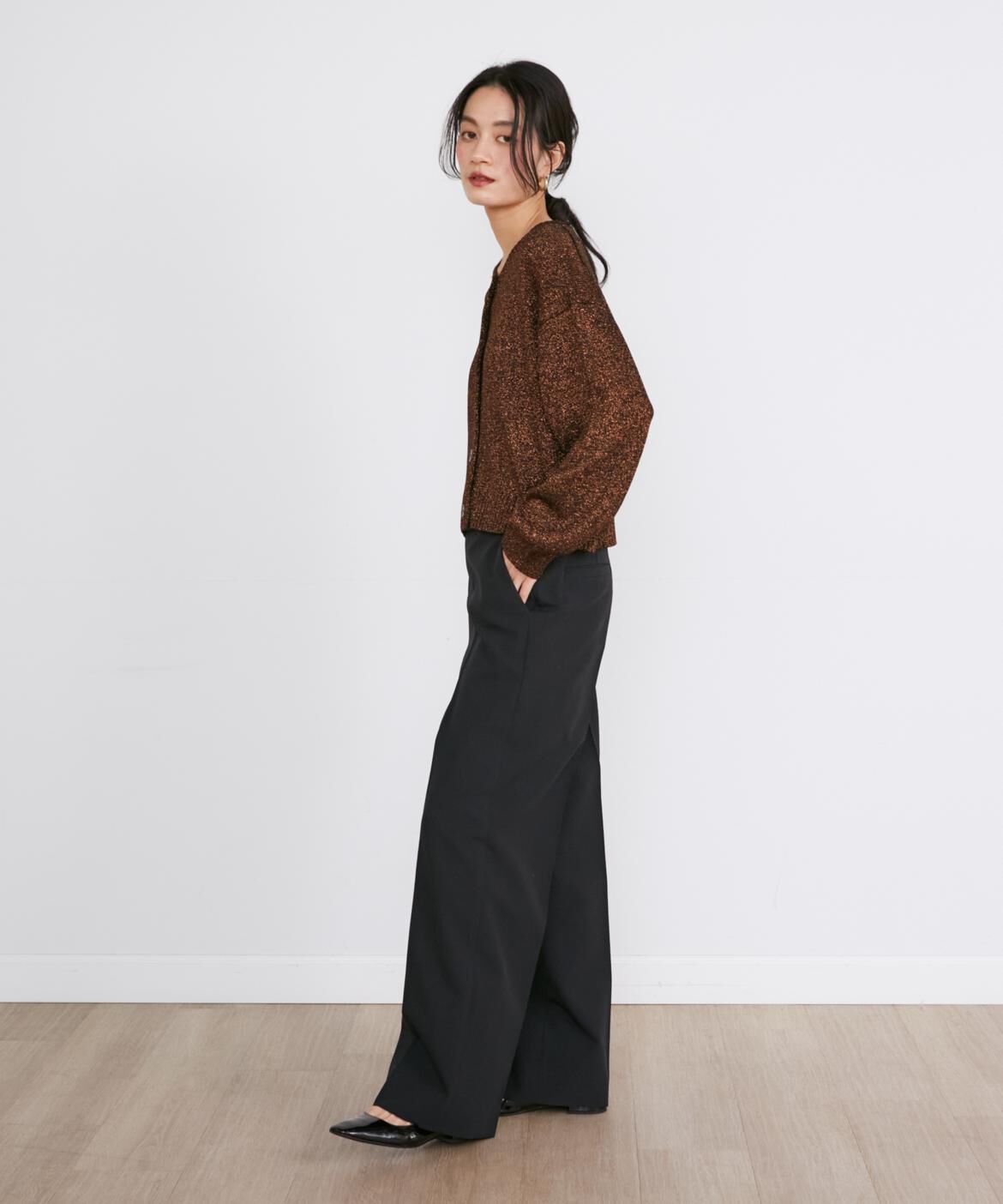 INED「ラメコンパクトカーディガン《Luftrobe》」|カーディガン|