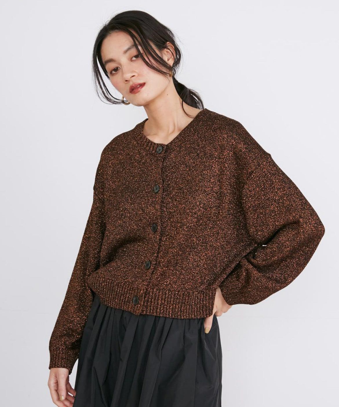 INED「ラメコンパクトカーディガン《Luftrobe》」|カーディガン|ゴールド1