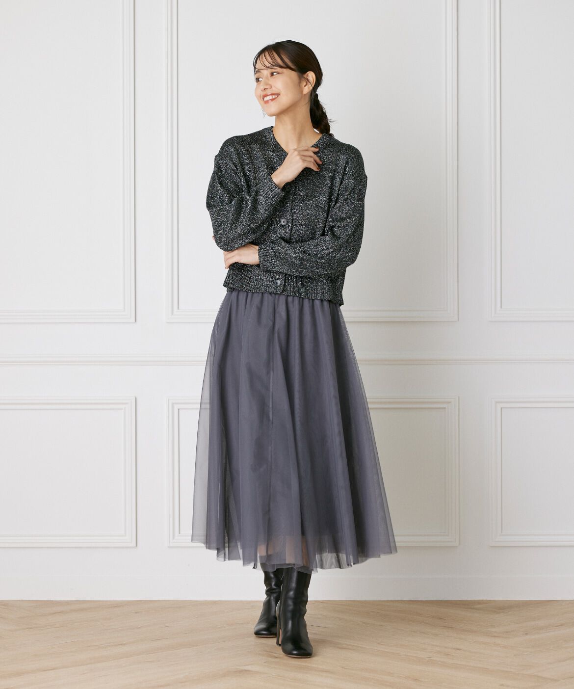 INED「ラメコンパクトカーディガン《Luftrobe》」|カーディガン|