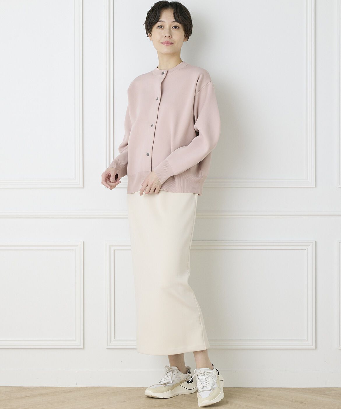 INED「《INED CLARO》ドットボタンクルーカーディガン」|カーディガン|