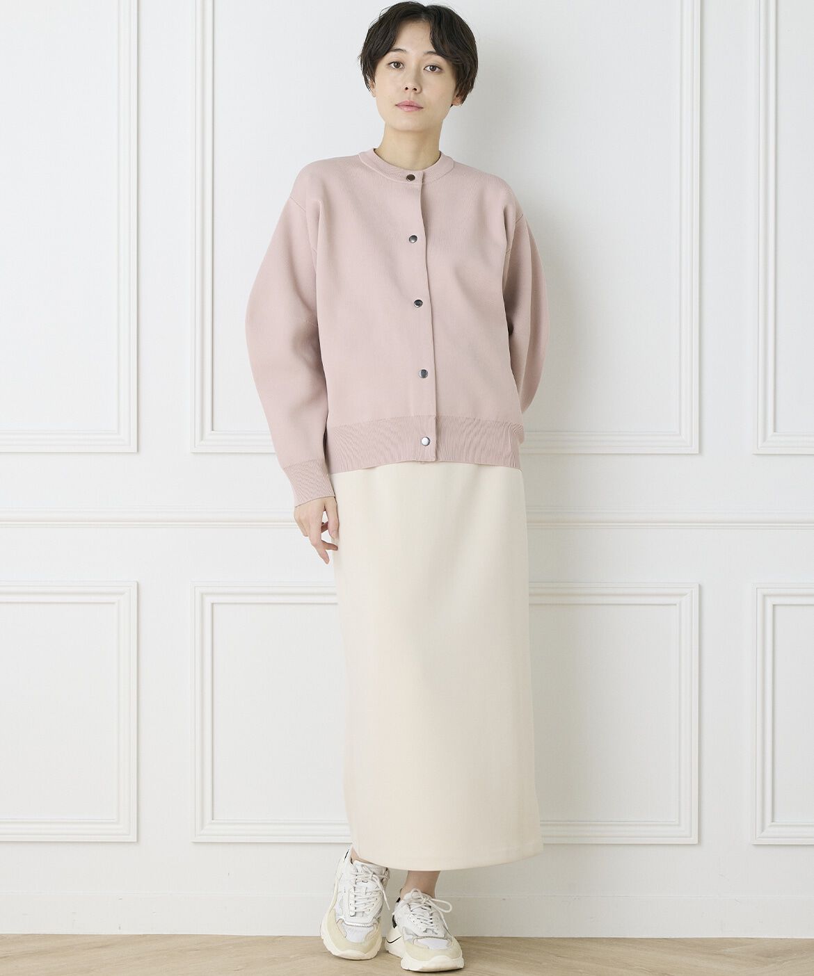 INED「《INED CLARO》ドットボタンクルーカーディガン」|カーディガン|