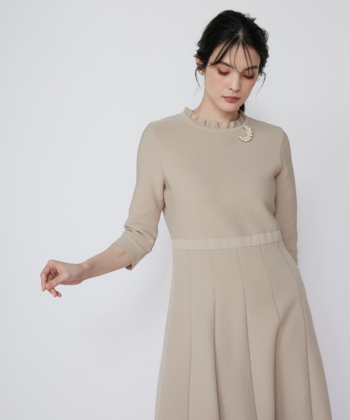 Maglie le cassetto「《大きいサイズ》上品フリルニットワンピース《M Maglie le cassetto》」|ワンピース|