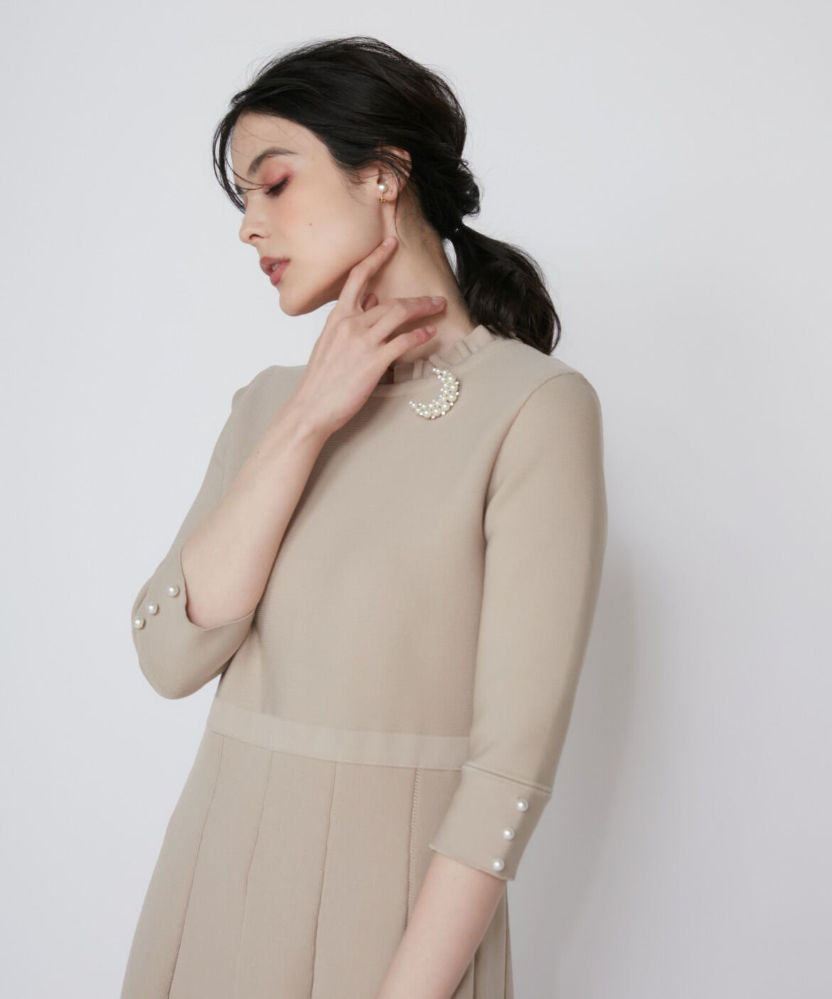 Maglie le cassetto「《大きいサイズ》上品フリルニットワンピース《M Maglie le cassetto》」|ワンピース|