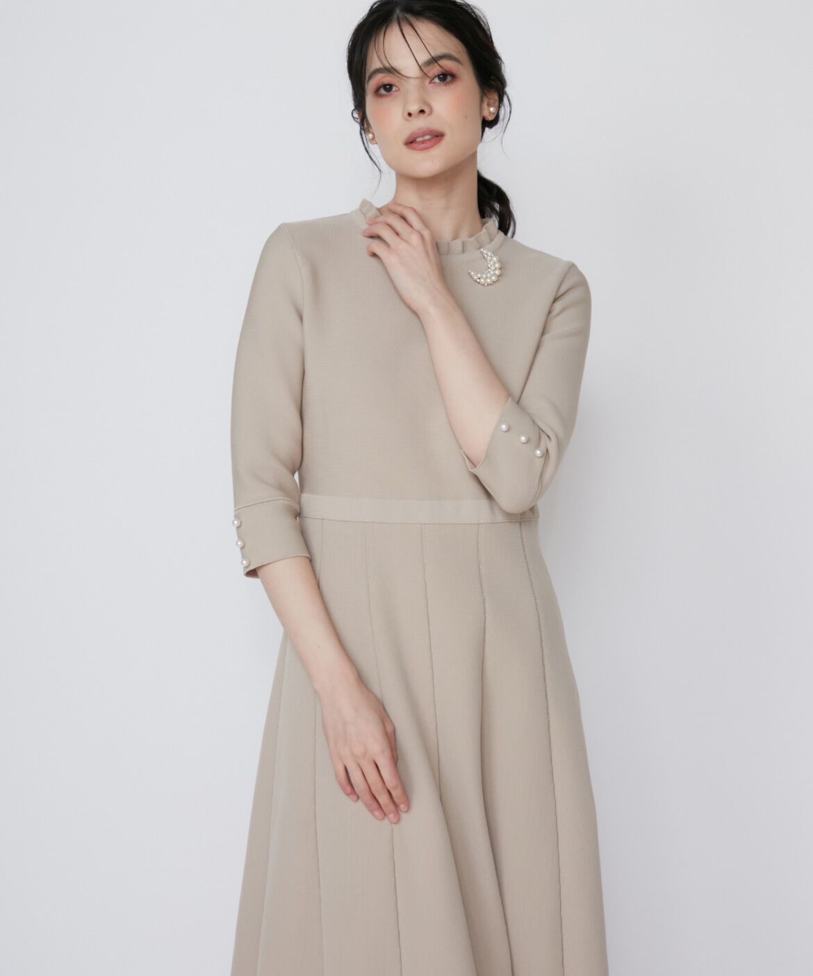 Maglie le cassetto「《大きいサイズ》上品フリルニットワンピース《M Maglie le cassetto》」|ワンピース|