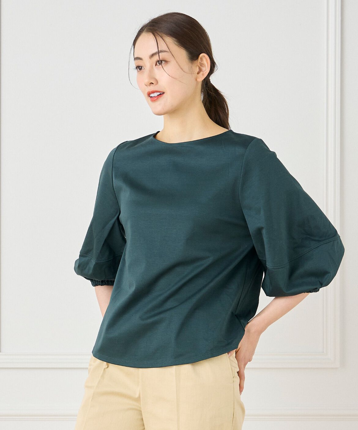 I.T.'S international「デザインスリーブプルオーバーカットソー」|Tシャツ・カットソー|ブルーグリー 5