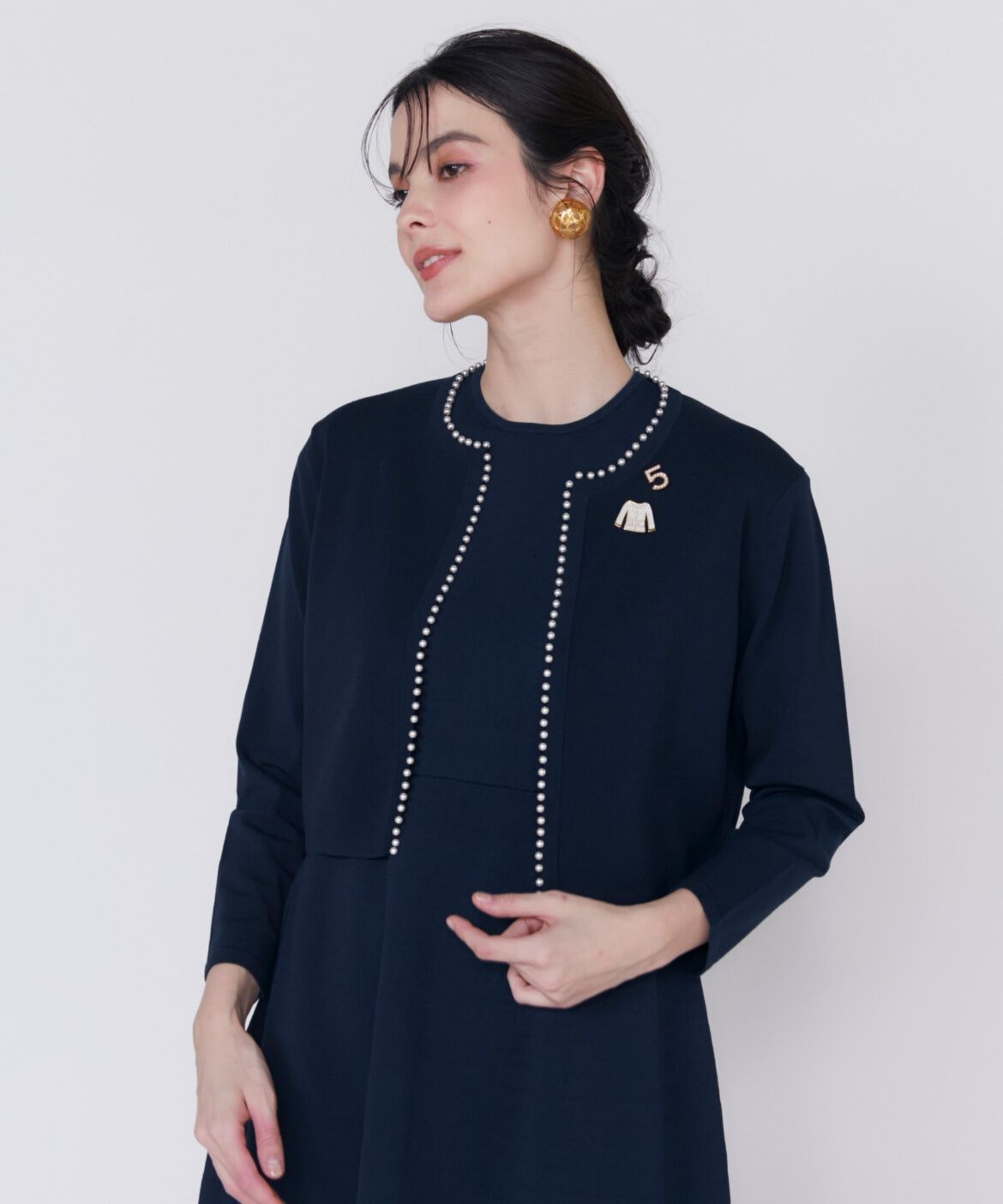 Maglie le cassetto「《大きいサイズ》パールカーディガン《M Maglie le cassetto》」|ニット・セーター|