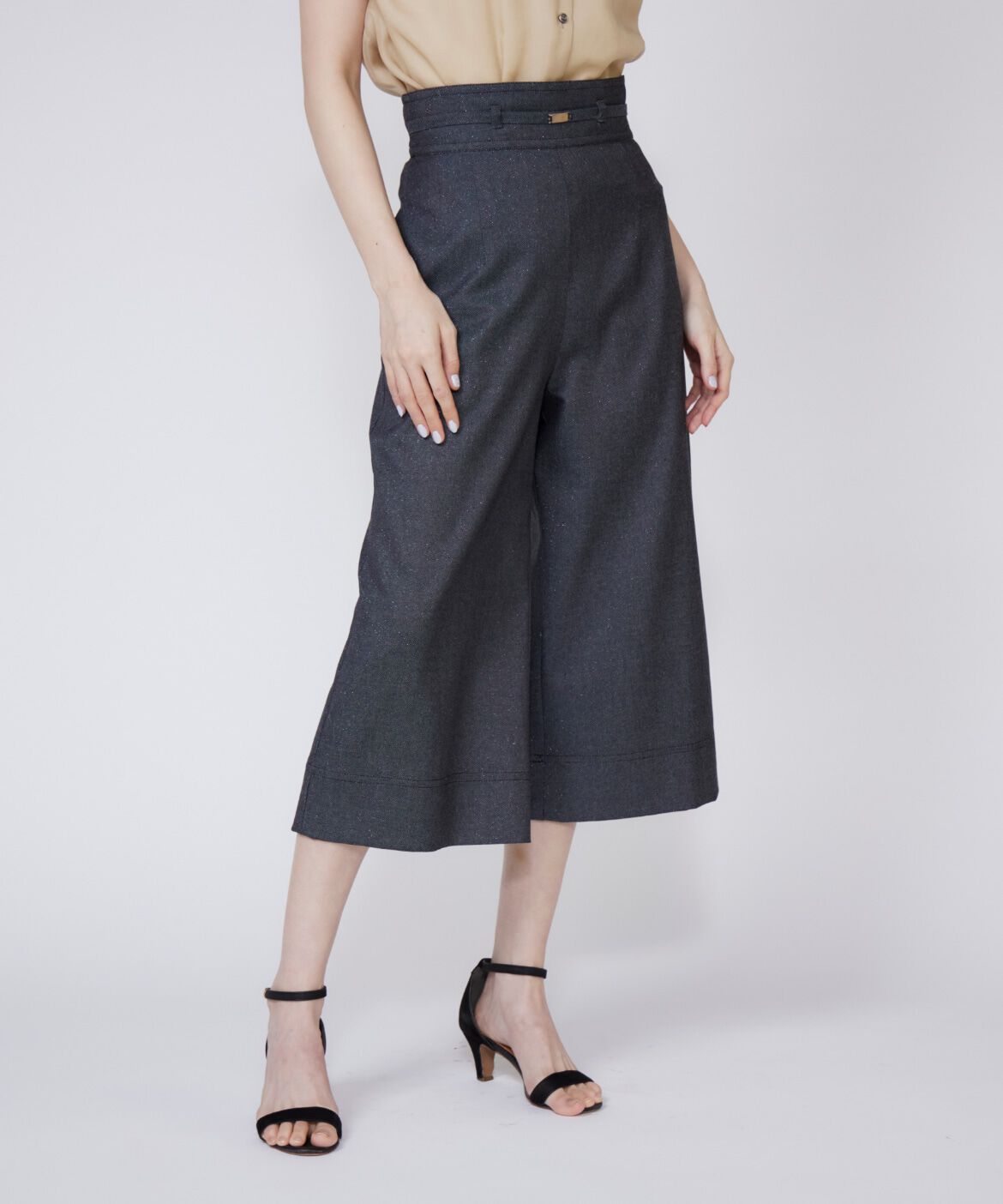 Maglie le cassetto「《大きいサイズ》ラメデニムハイウエストパンツ」|デニム|