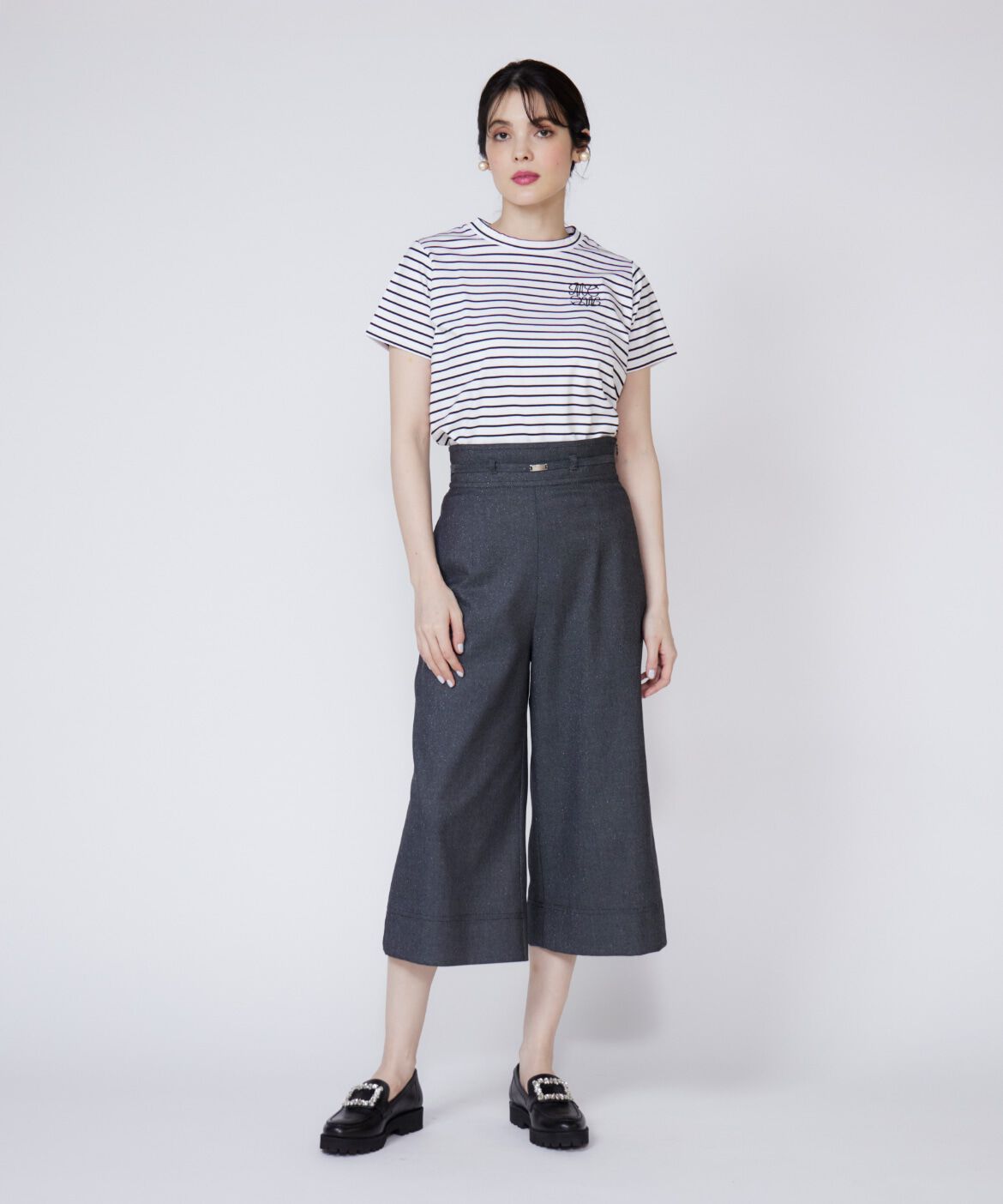 Maglie le cassetto「《大きいサイズ》ラメデニムハイウエストパンツ」|デニム|