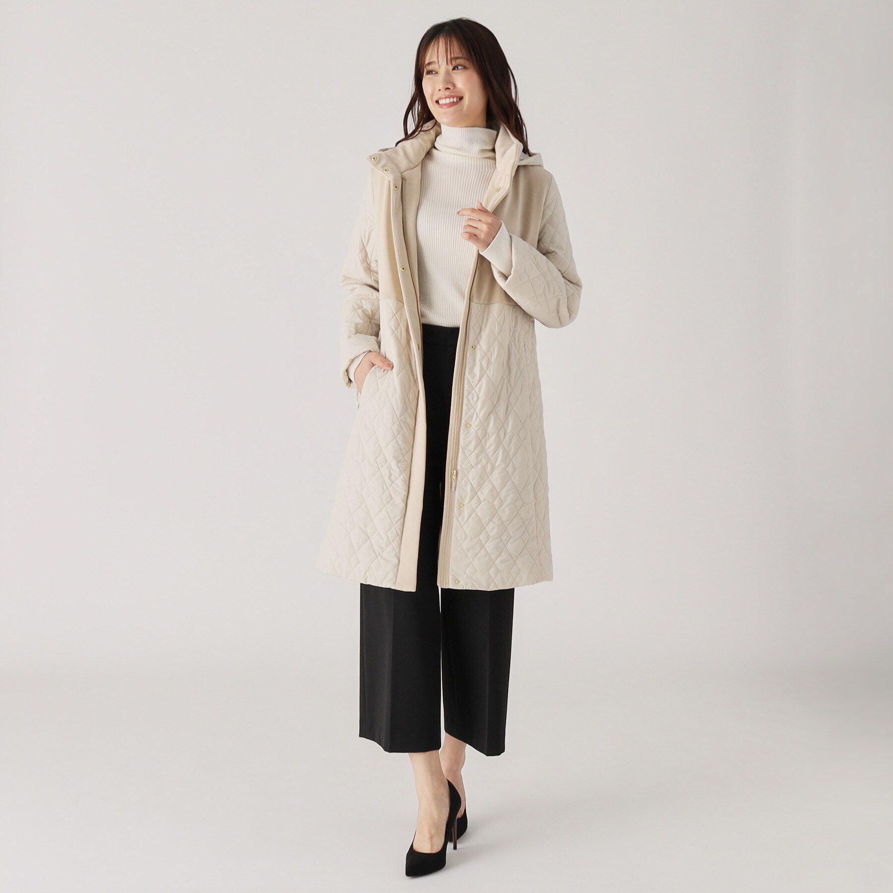 COUP DE CHANCE「【中綿キルトコート／軽くて暖かい／フード取外し可】細見えと着心地の良さ◎中綿キルトコート」|ダウン|