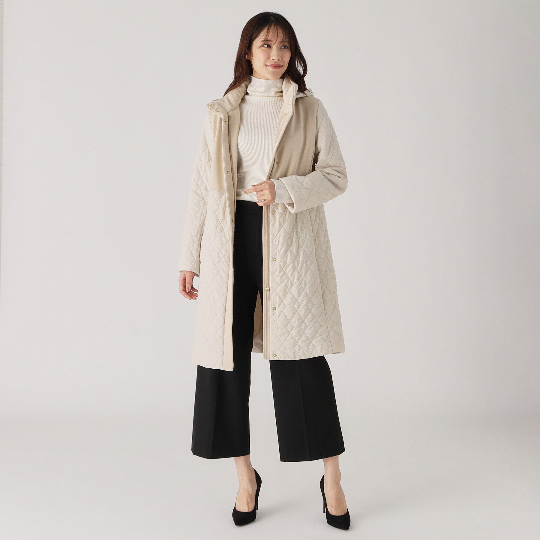 COUP DE CHANCE「【中綿キルトコート／軽くて暖かい／フード取外し可】細見えと着心地の良さ◎中綿キルトコート」|ダウン|
