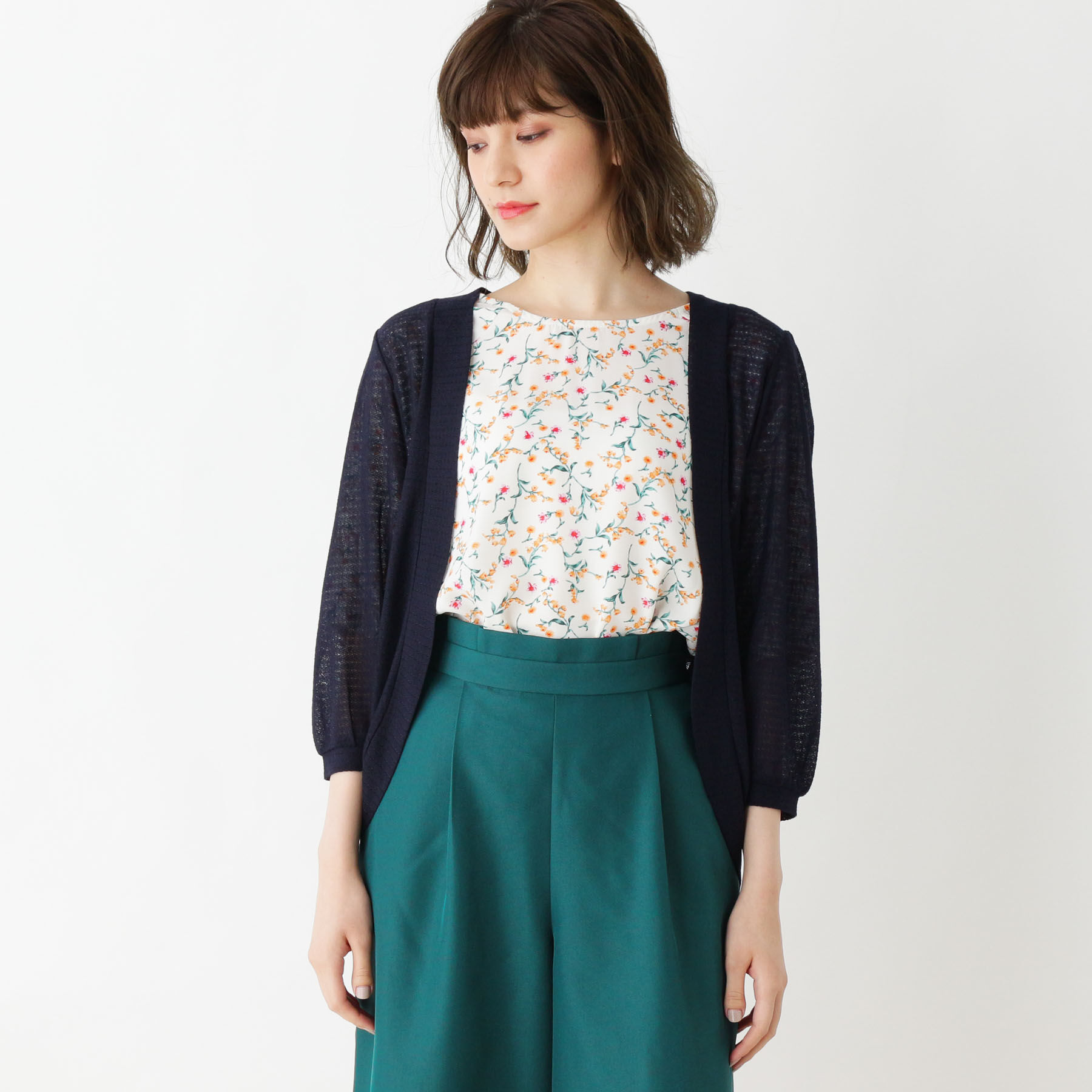 grove「ラメ透かし編みボレロカーディガン」|カーディガン|