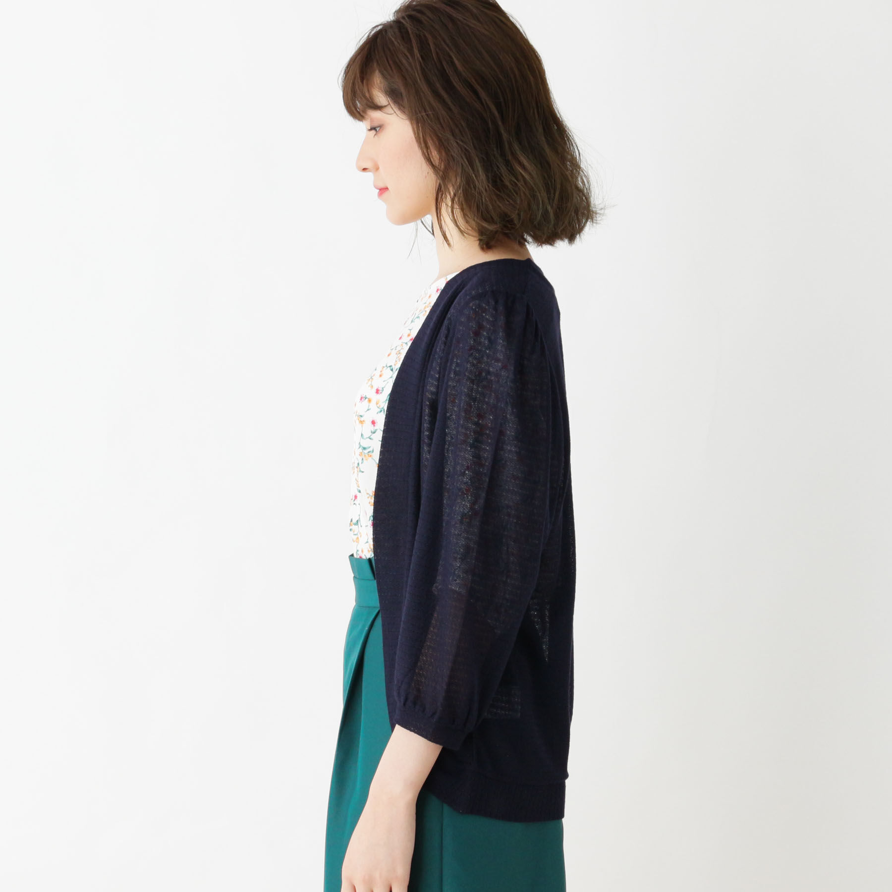 grove「ラメ透かし編みボレロカーディガン」|カーディガン|