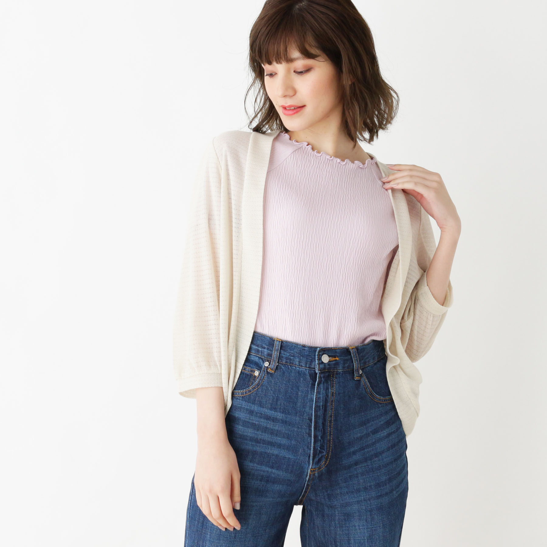 grove「ラメ透かし編みボレロカーディガン」|カーディガン|ﾗｲﾄﾍﾞｰｼﾞｭ(051)