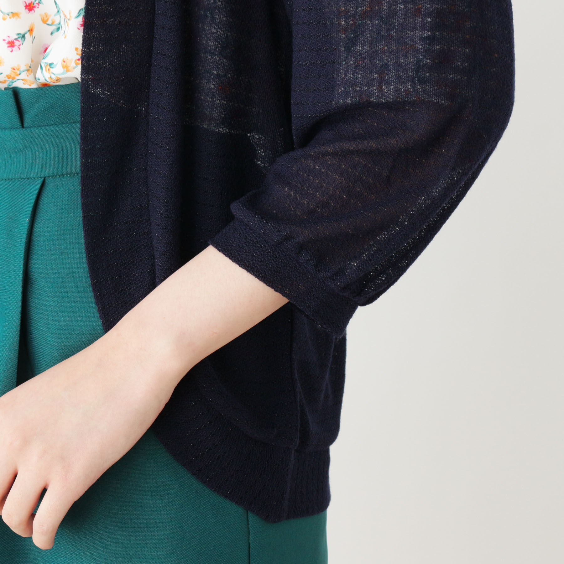 grove「ラメ透かし編みボレロカーディガン」|カーディガン|