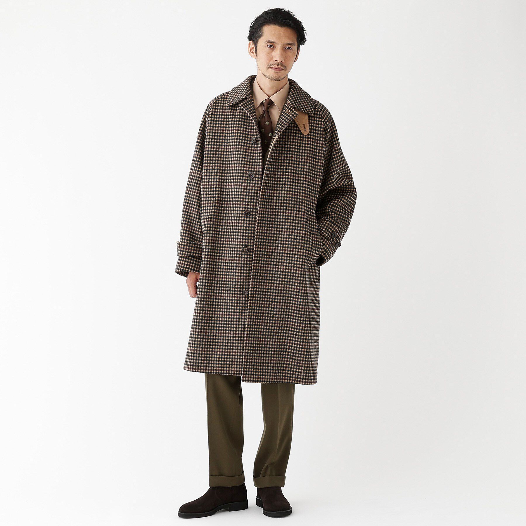 TAKEO KIKUCHI「【THE FLAGSHIP】ウールカシミヤ ダブルフェイス ビーバー コート」|ステンカラーコート|ﾋﾟﾝｸﾍﾞｰｼﾞｭ(253)