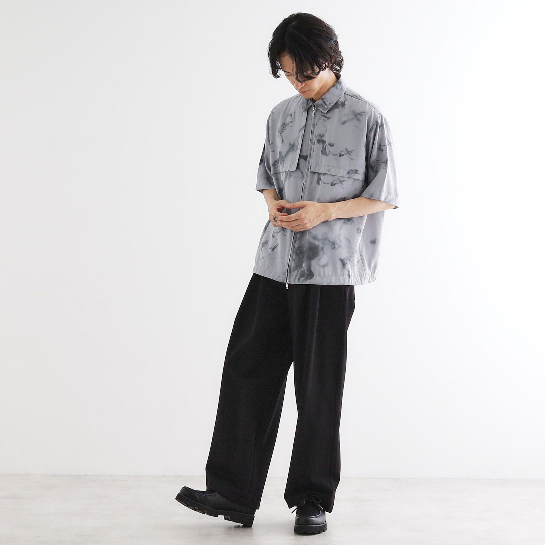 tk.TAKEO KIKUCHI「ブラープリントシャンブレーシャツアウター」|シャツ・ブラウス|