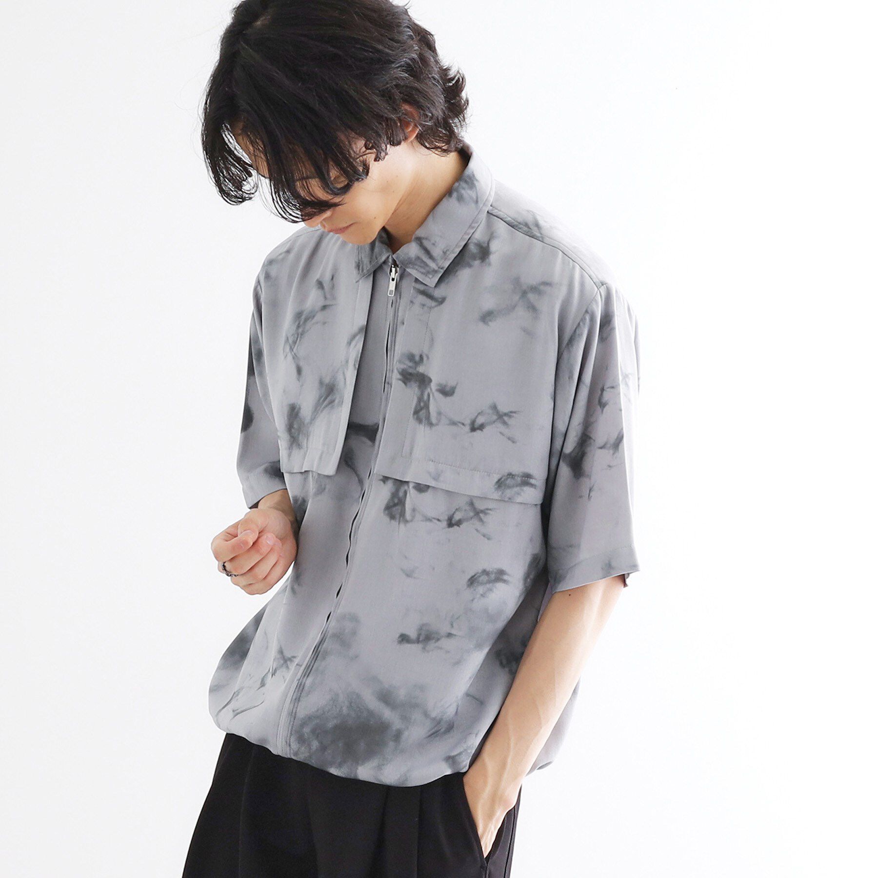 tk.TAKEO KIKUCHI「ブラープリントシャンブレーシャツアウター」|シャツ・ブラウス|