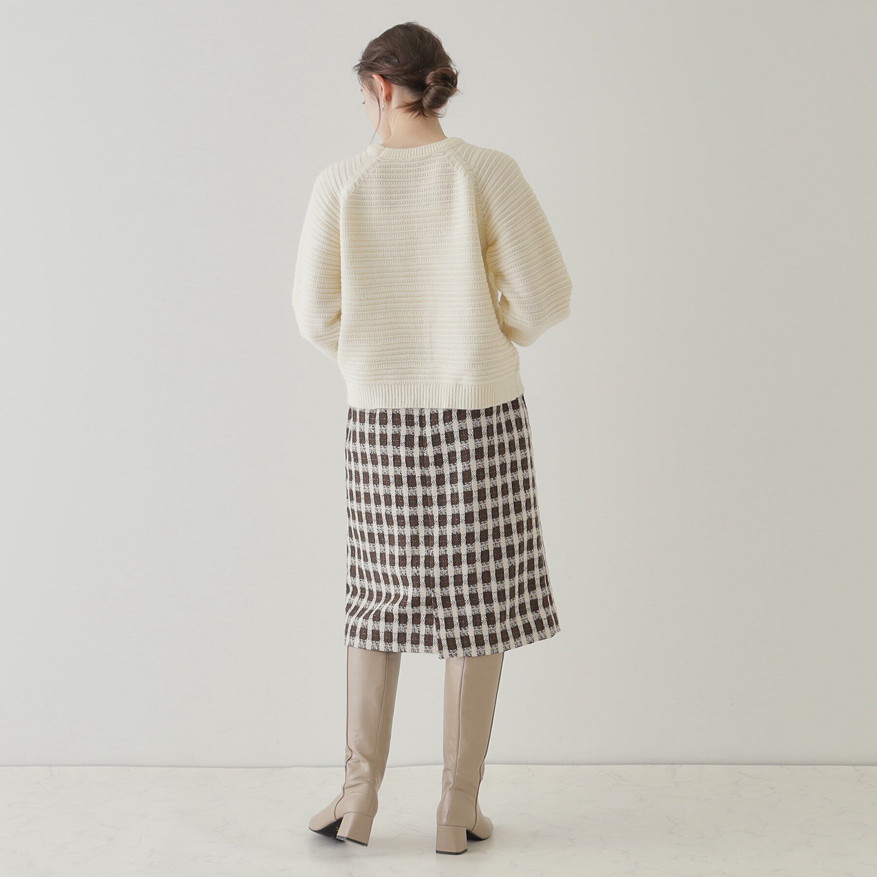 Couture broach「【オトナ女子の垢抜け膝丈スカート】モールチェックツイードナロースカート」|スカート|